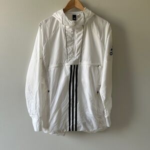 Adidas Jacket Mens M Anorak White Windbreaker Pullover Streetwear Vented *READ*